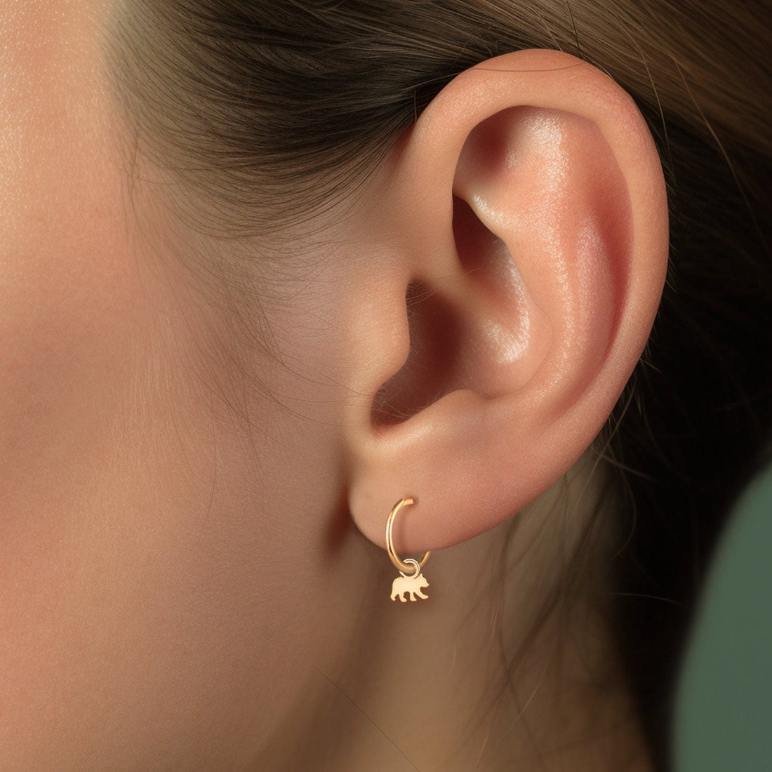 Baby Bear Hoop Earrings
