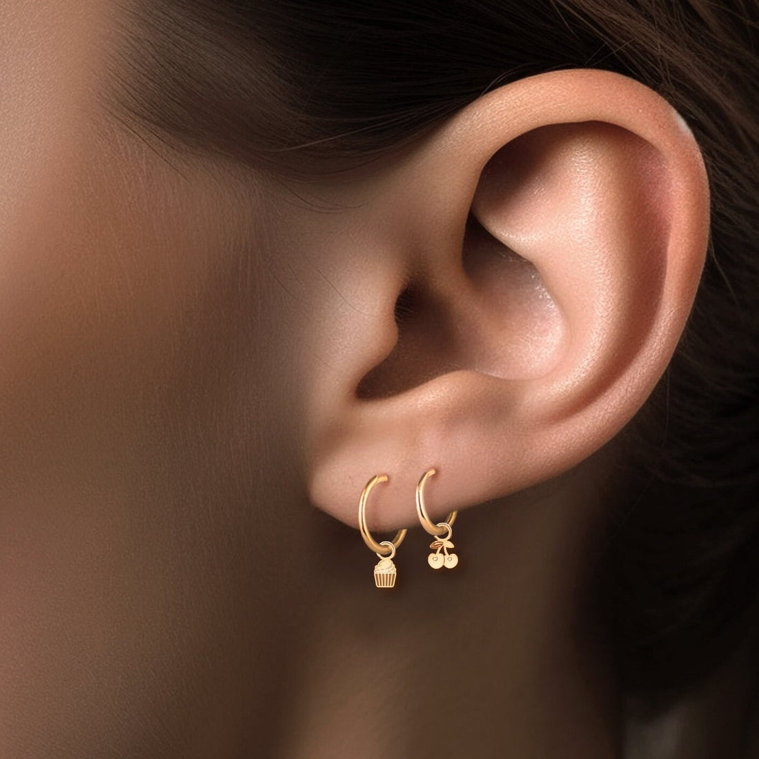 Cherry Drop Hoop Earrings