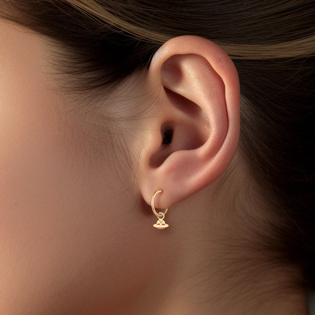 Alien UFO Spaceship Huggie Earrings