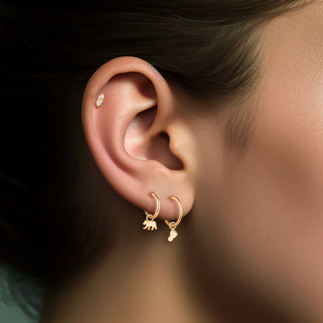 Baby Bear Hoop Earrings