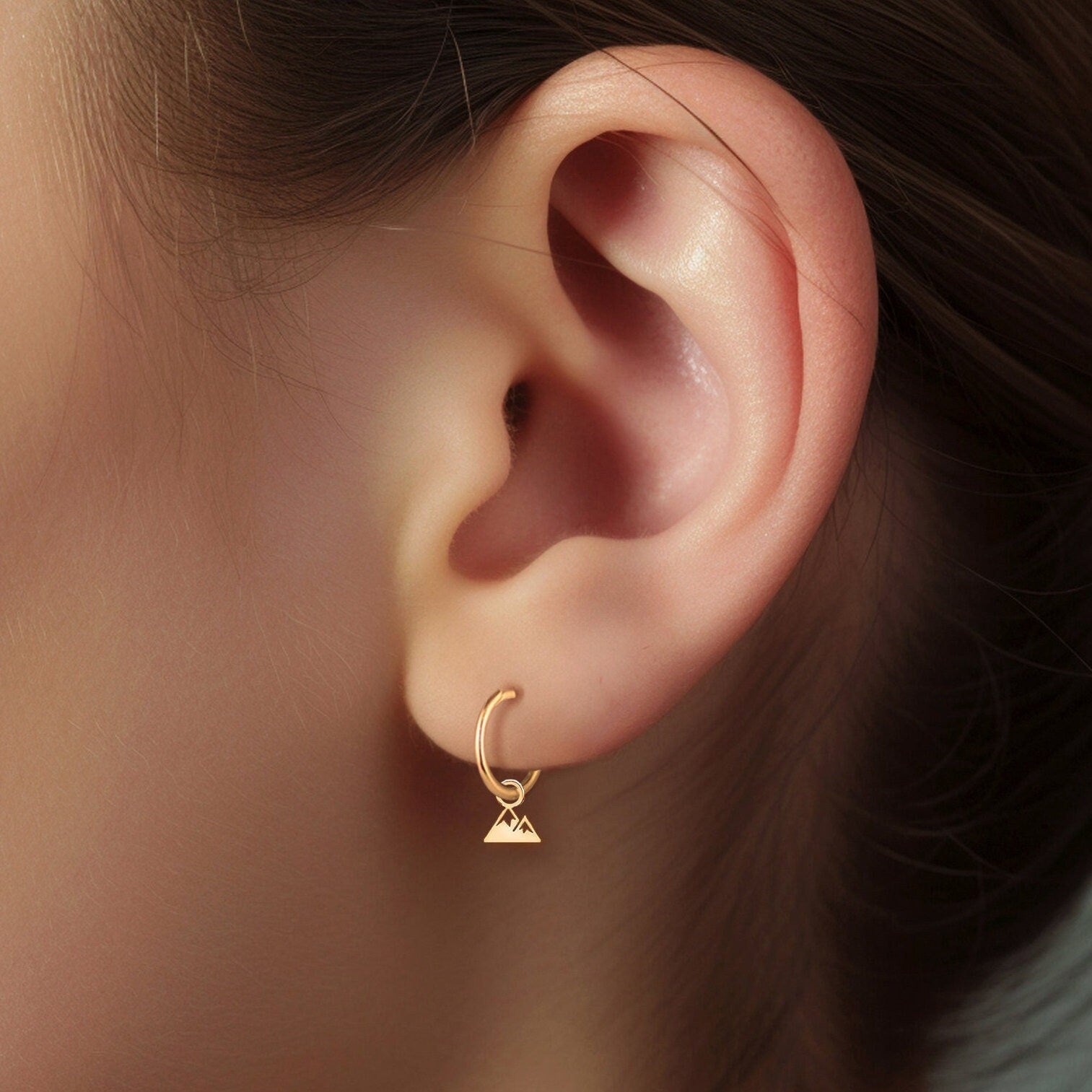 Mountain Charm Huggie Earrings