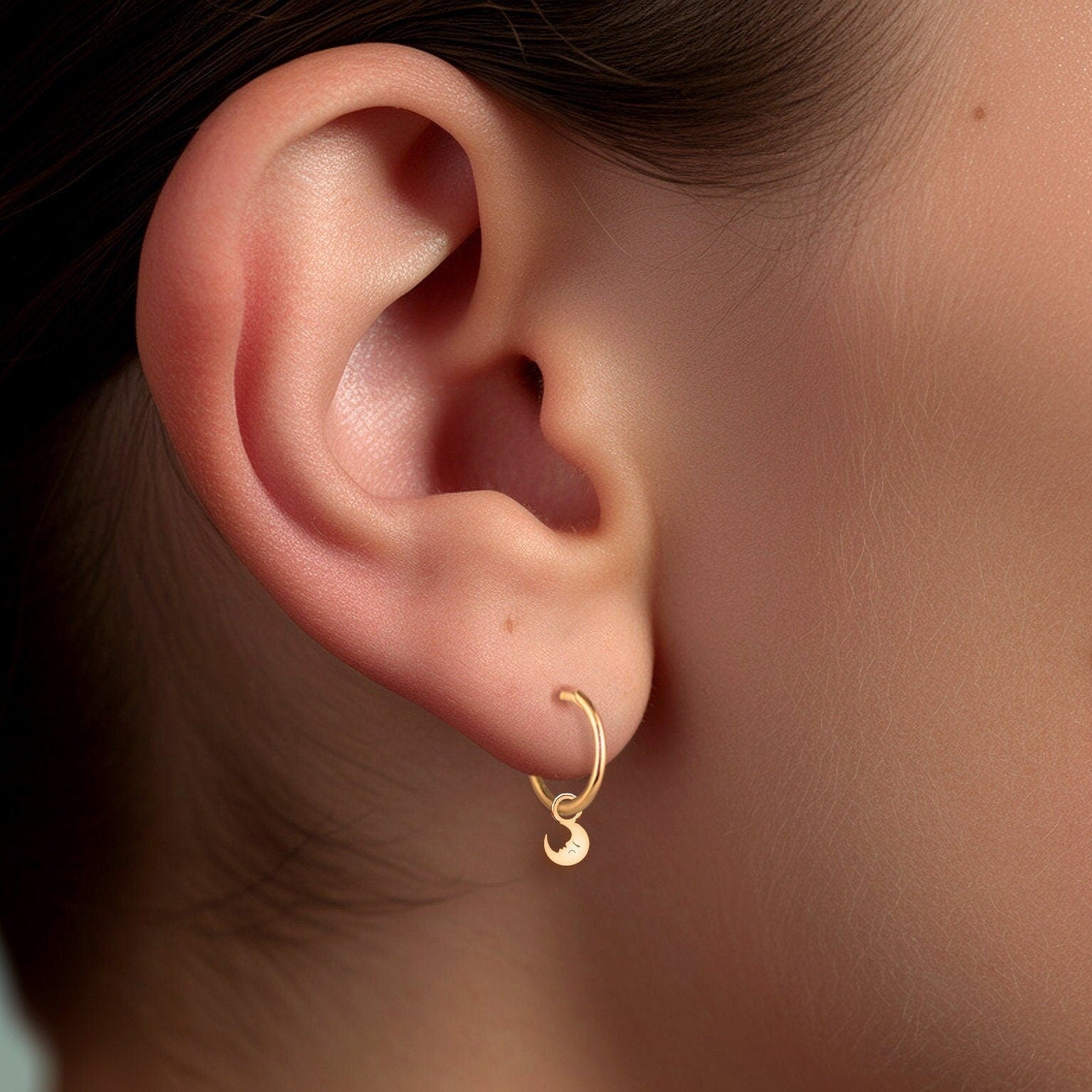 Crescent Moon Huggie Earrings