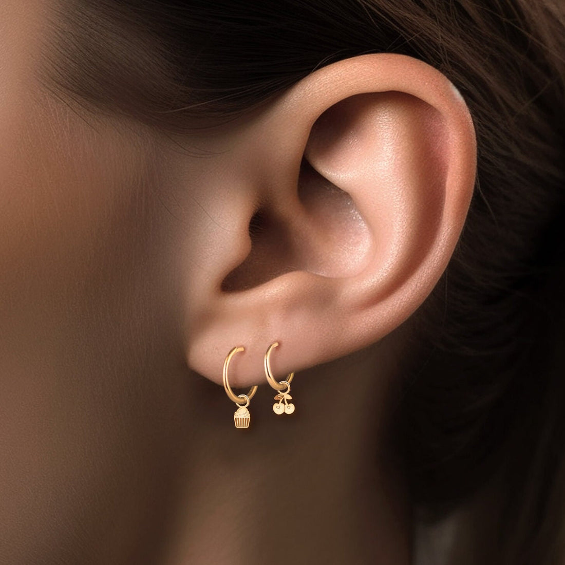 Cupcake Drop Hoop Earrings