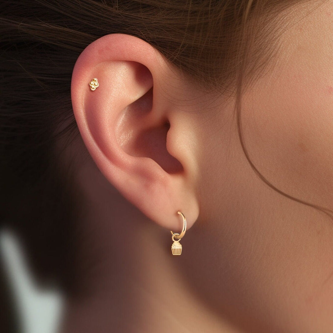 Cupcake Drop Hoop Earrings