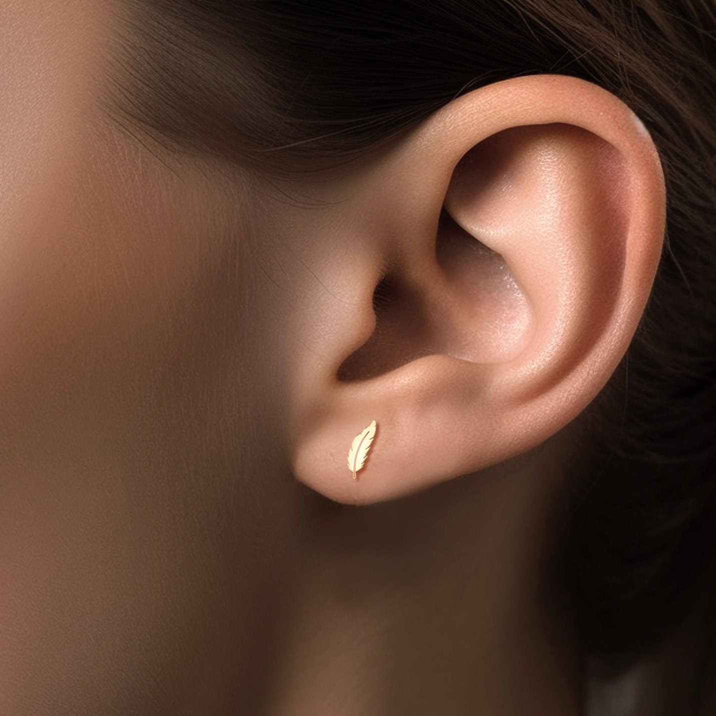 Small Feather Stud Earrings