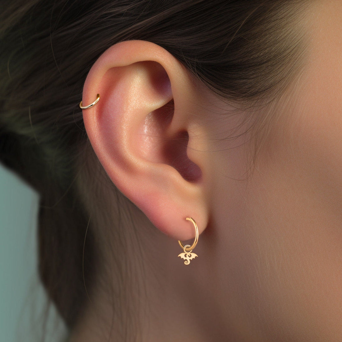 Hanging Dragon Charm Huggie Hoops