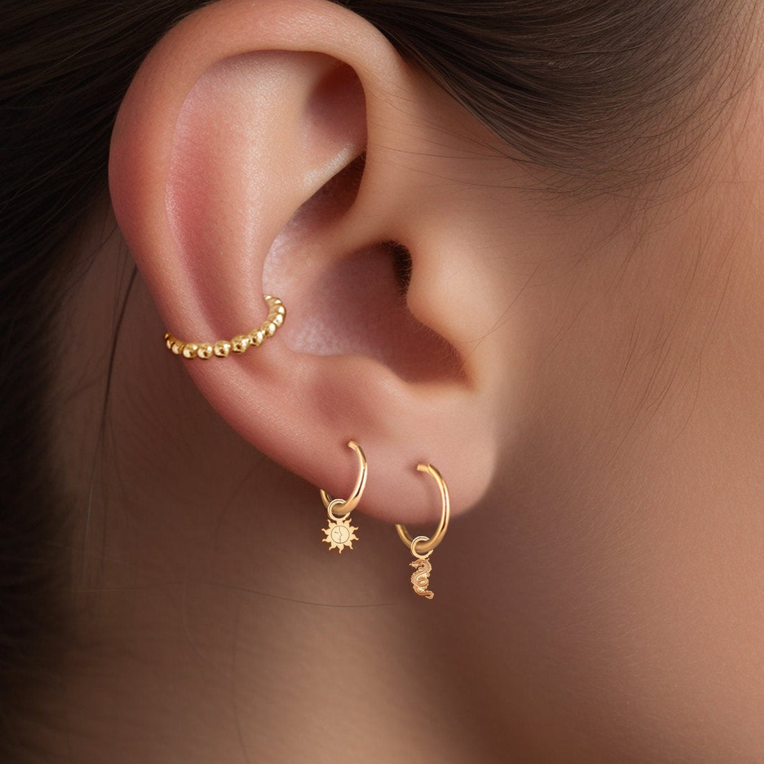 Dragon Charm Huggie Hoops