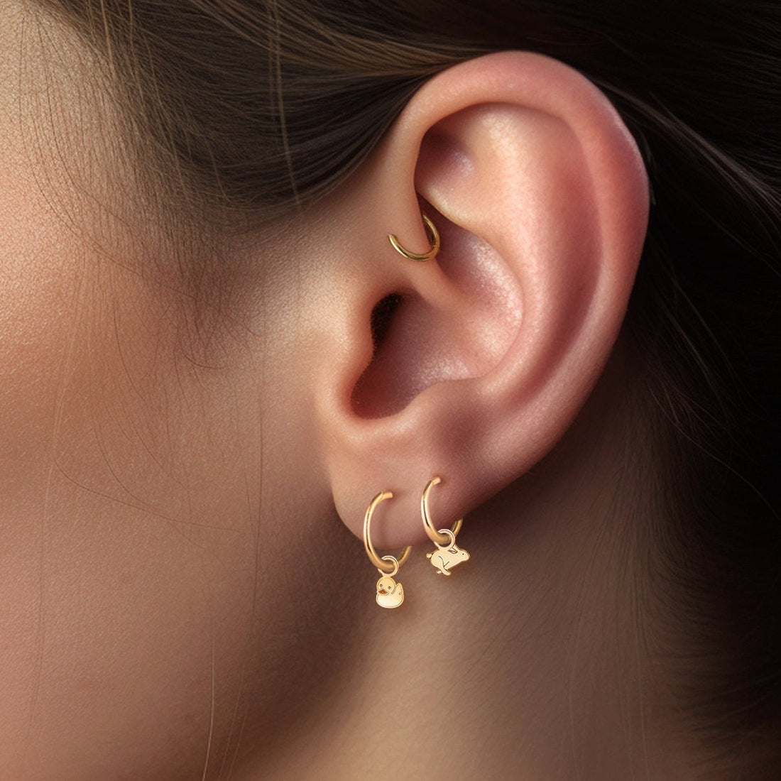 Huggie Charm Earring Charm Huggie Hoops