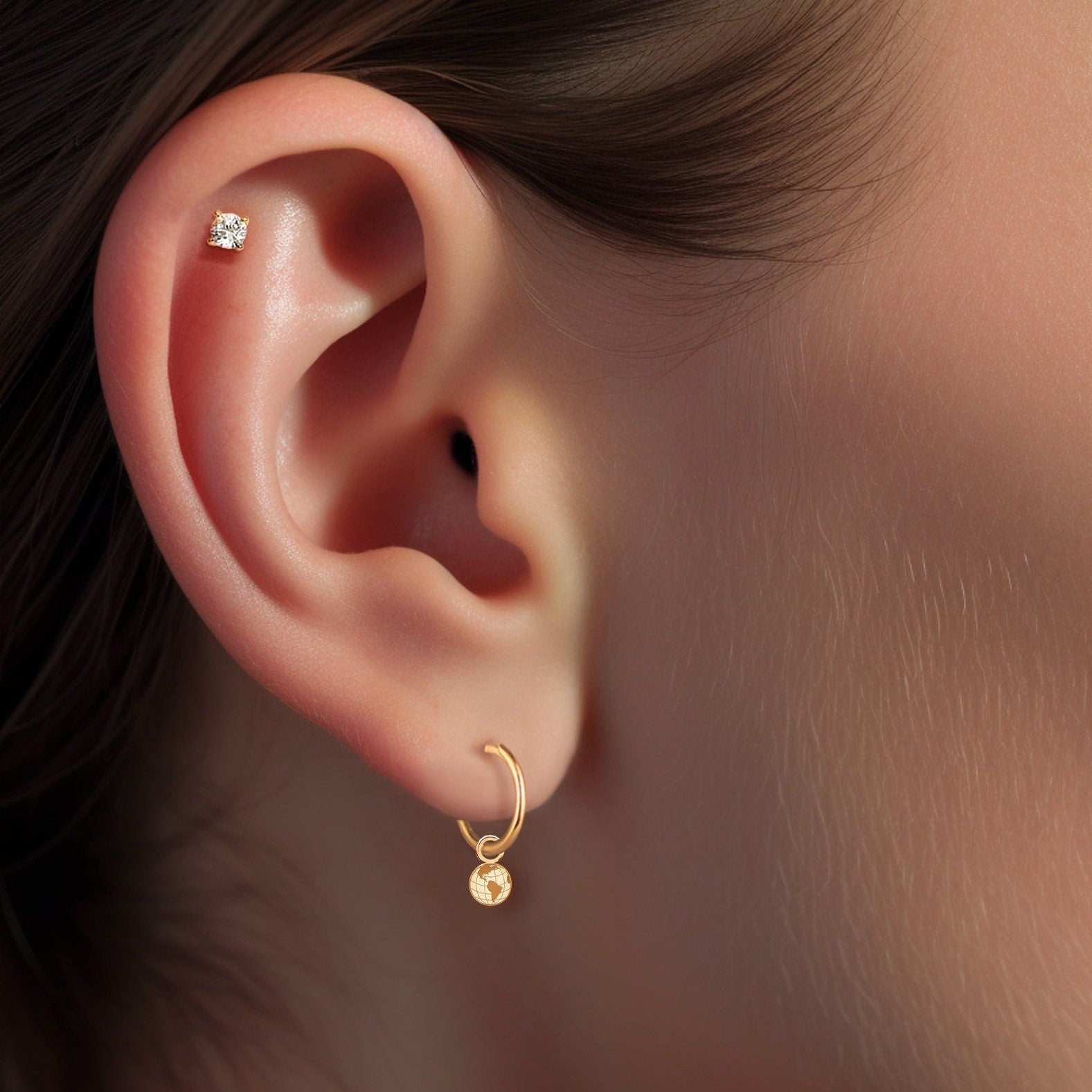 Globe charm earrings
