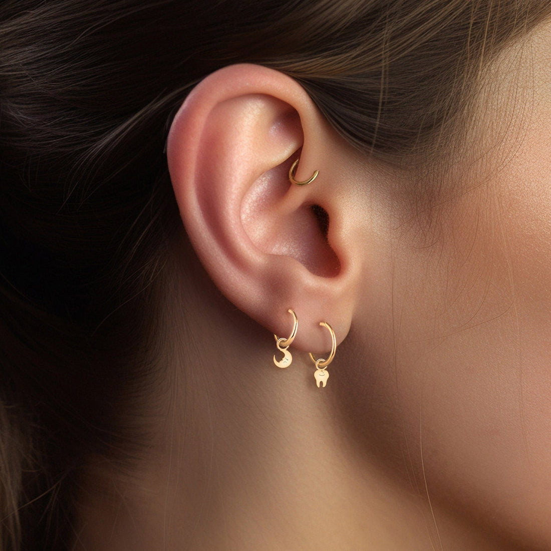 Tooth Charm Huggie Hoops