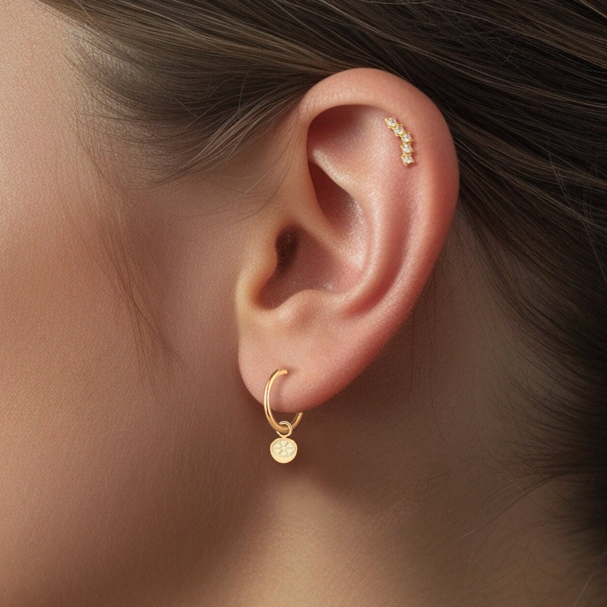 Citrus Slice Huggie Earrings