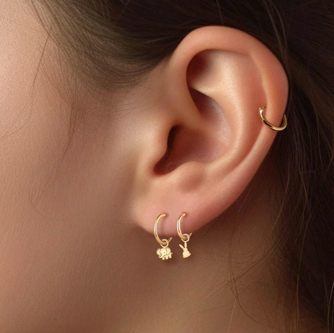 Elephant Charm Hoop