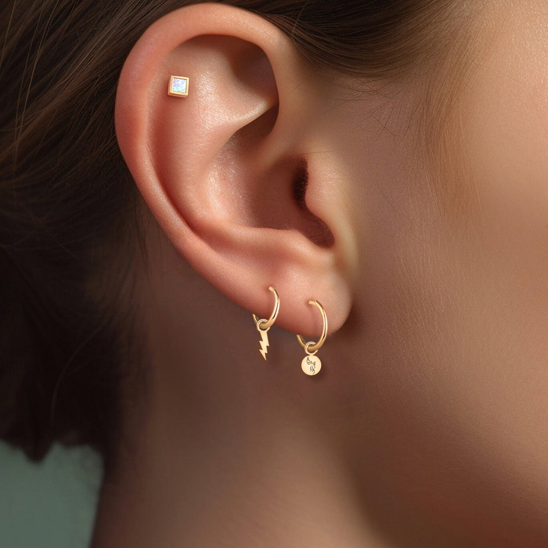 Firebird Charm Hoop Earrings