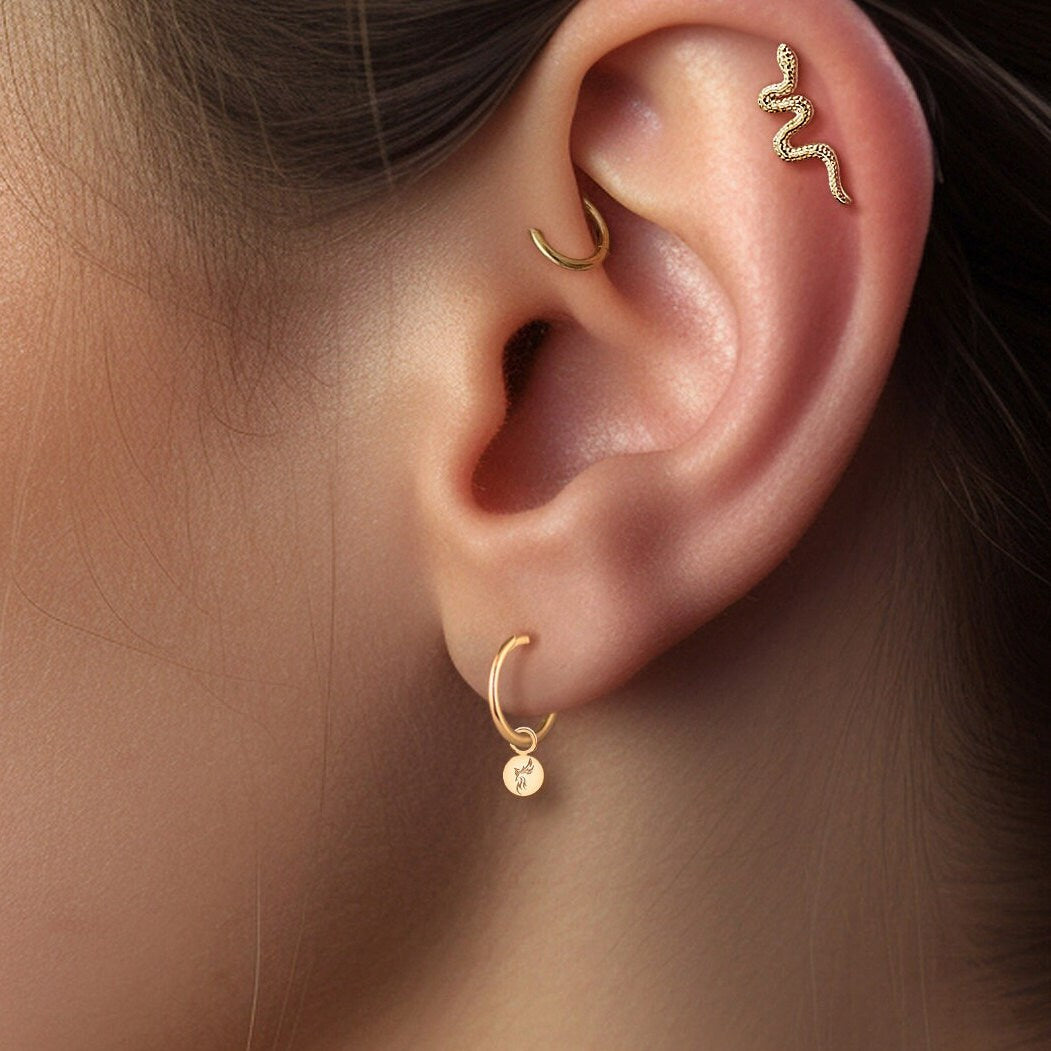 Firebird Charm Hoop Earrings