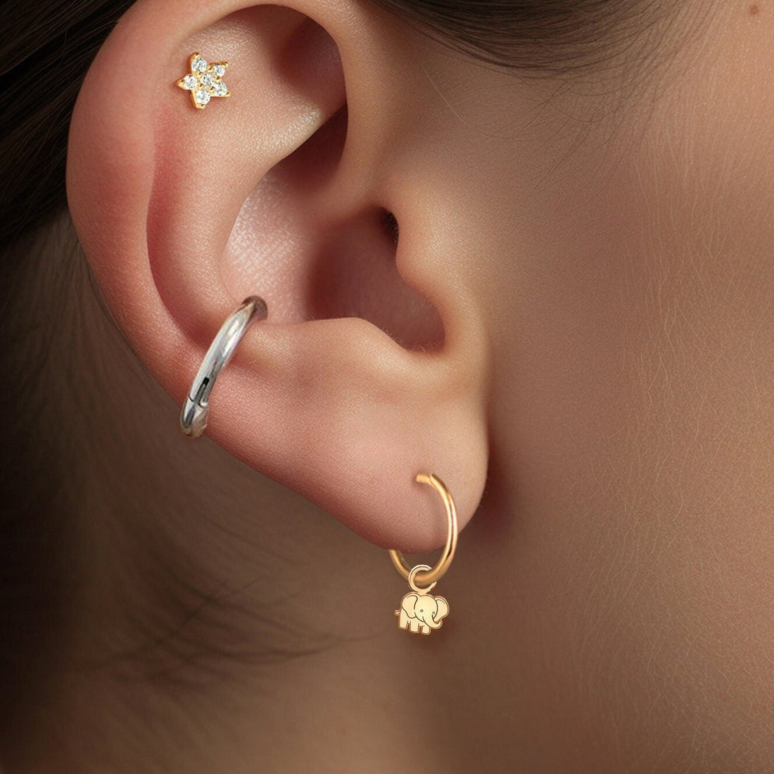Elephant Charm Hoop