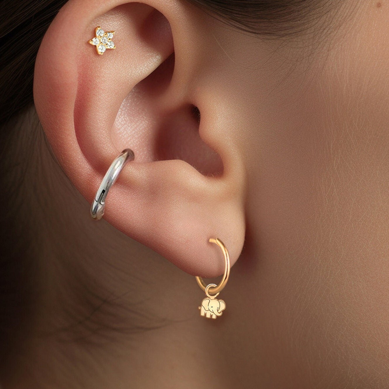 Elephant Charm Hoop