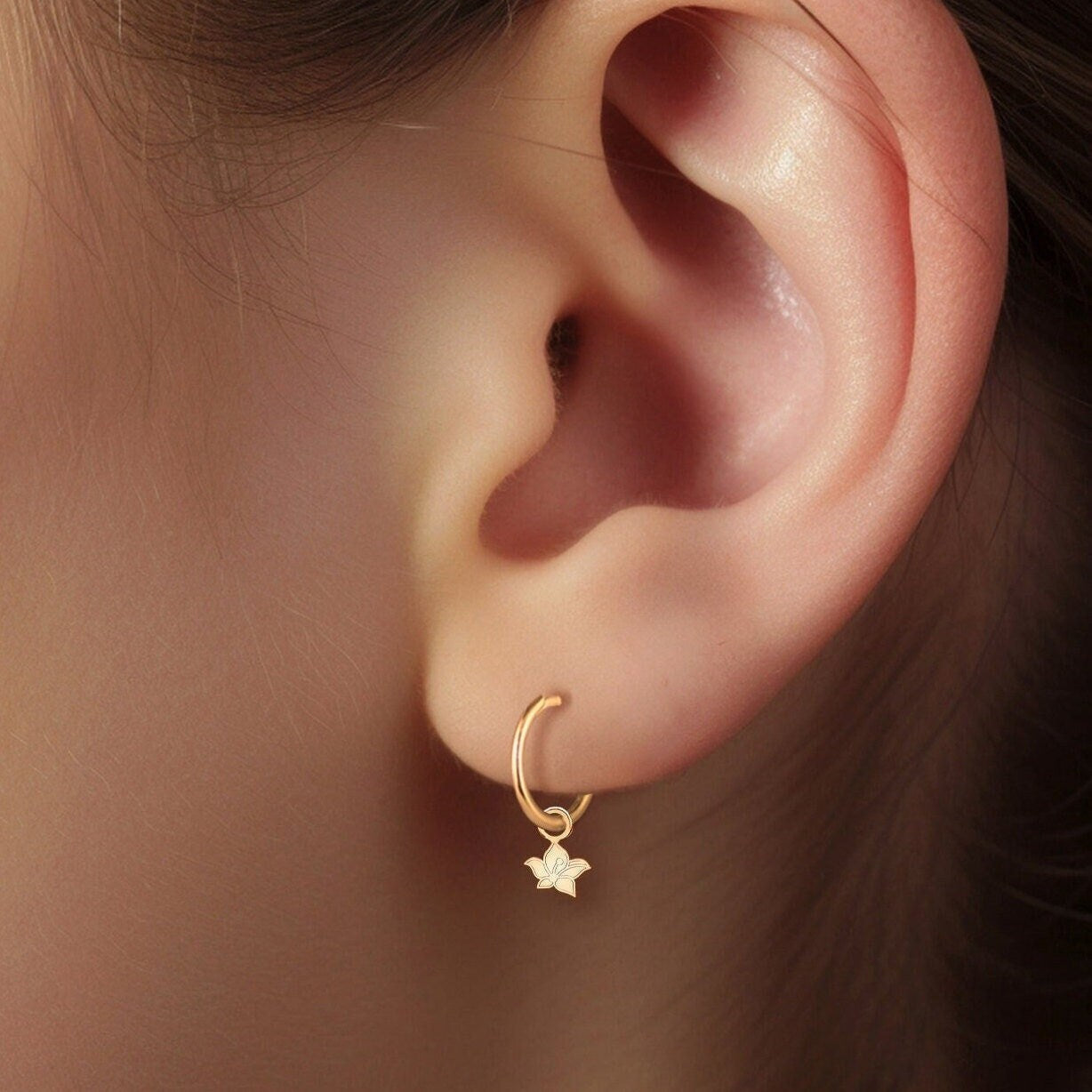 Orchid Flower Huggie Earrings