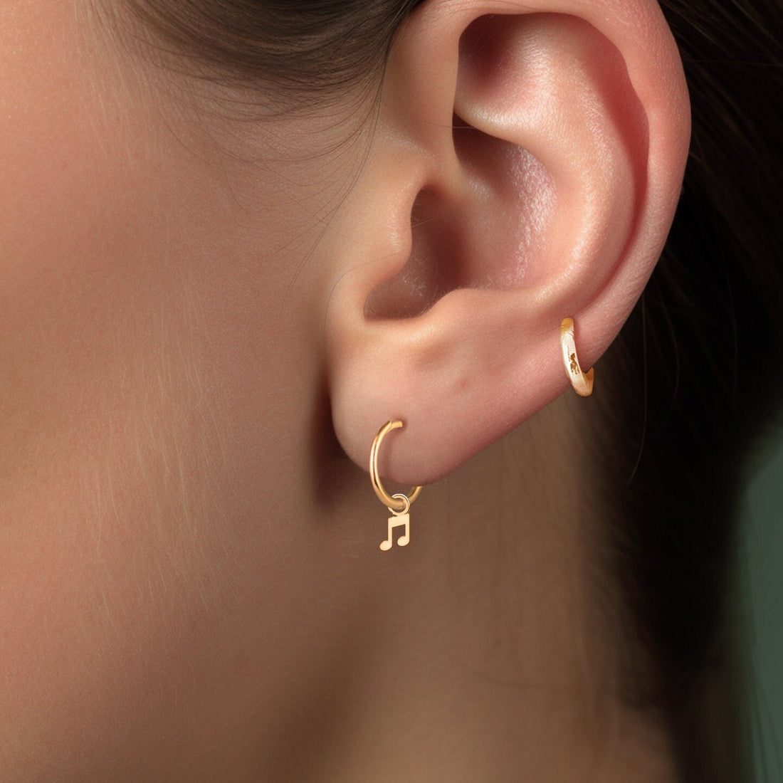 Double Music Note Huggie Earrings