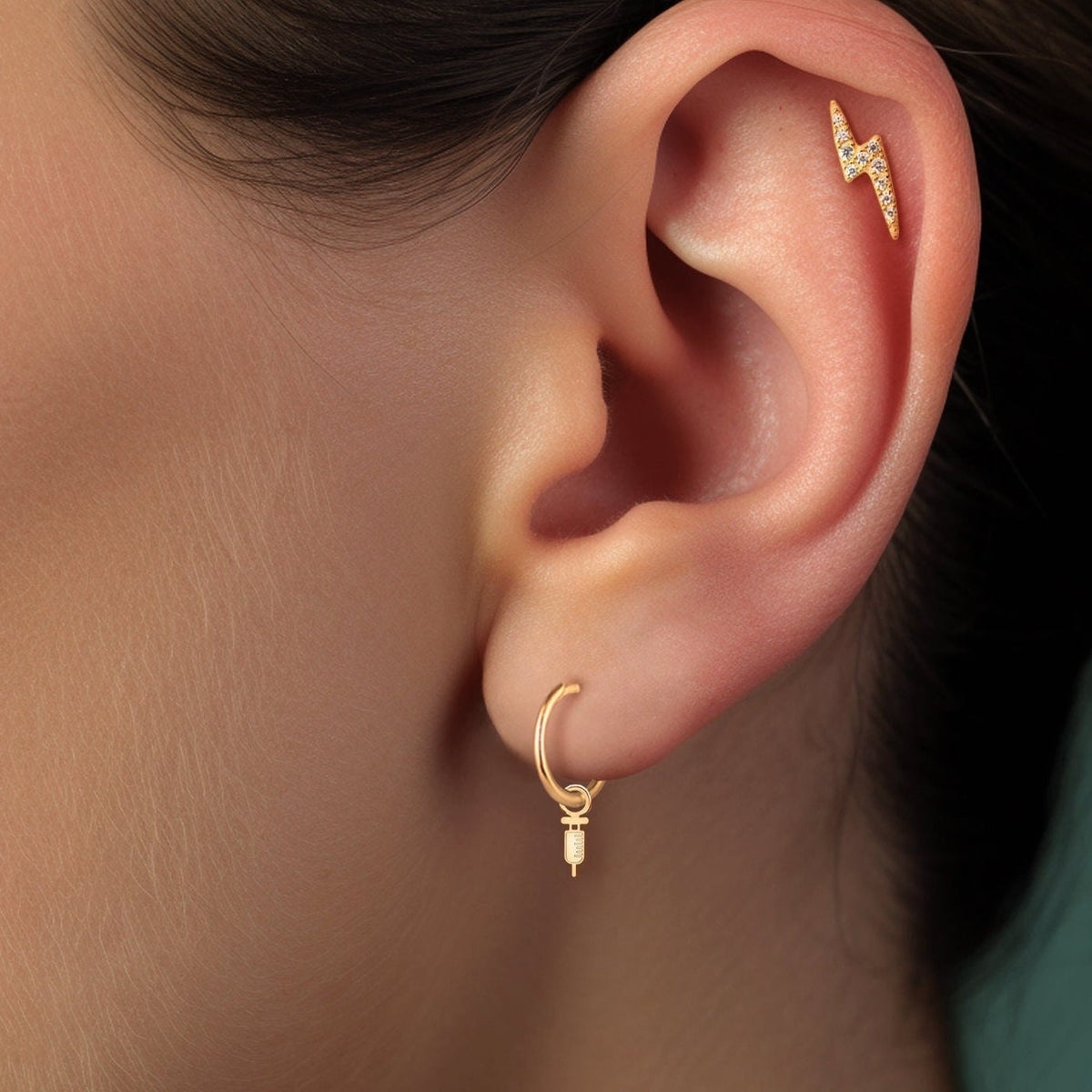 Syringe Huggie Earrings