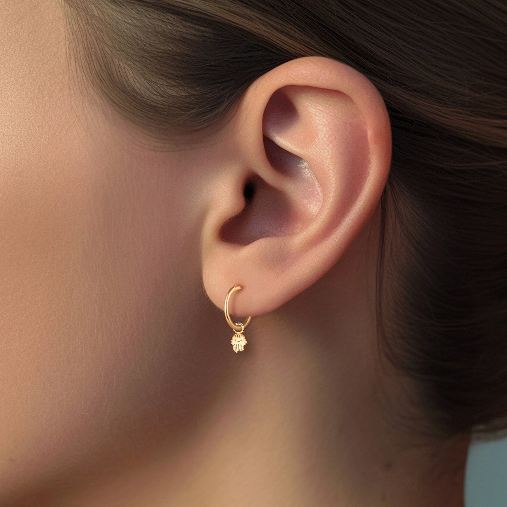 Jellyfish Charm Hoop Earrings