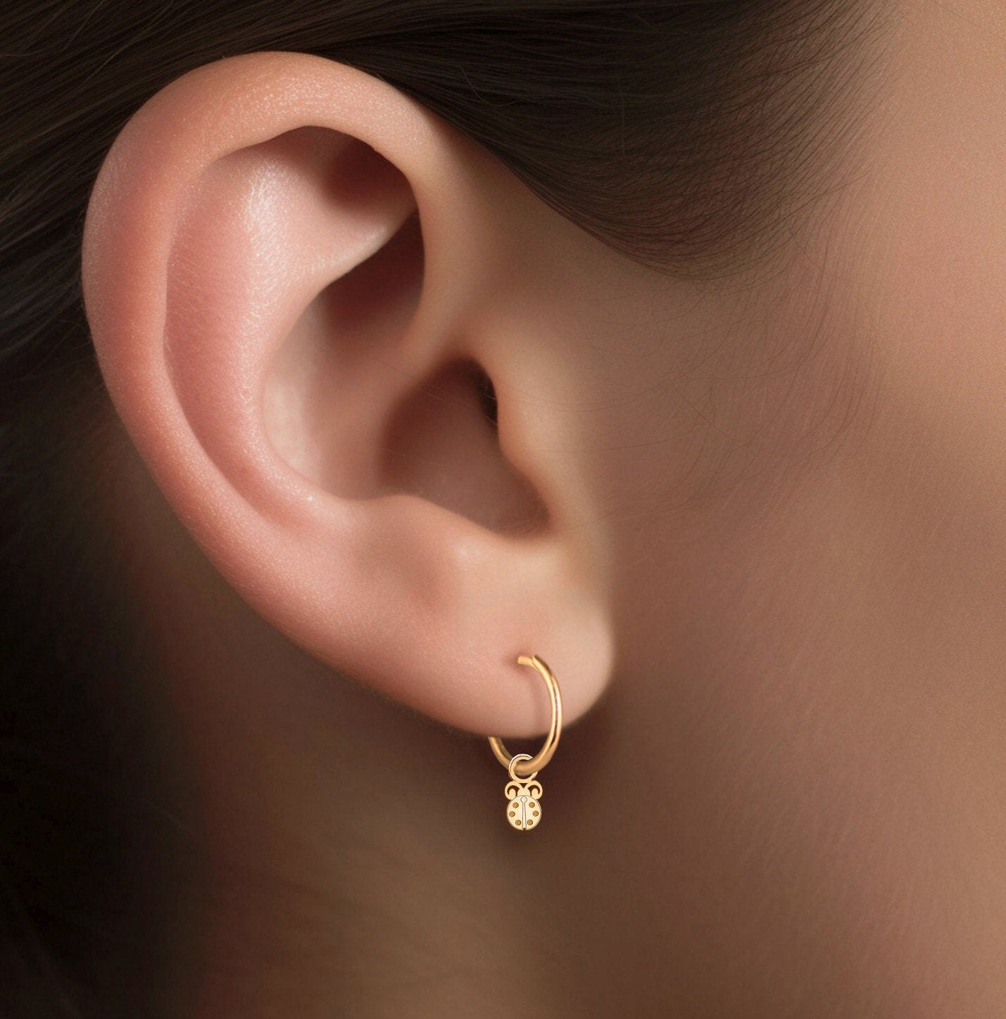 Dainty Ladybug Huggie Hoop Earrings