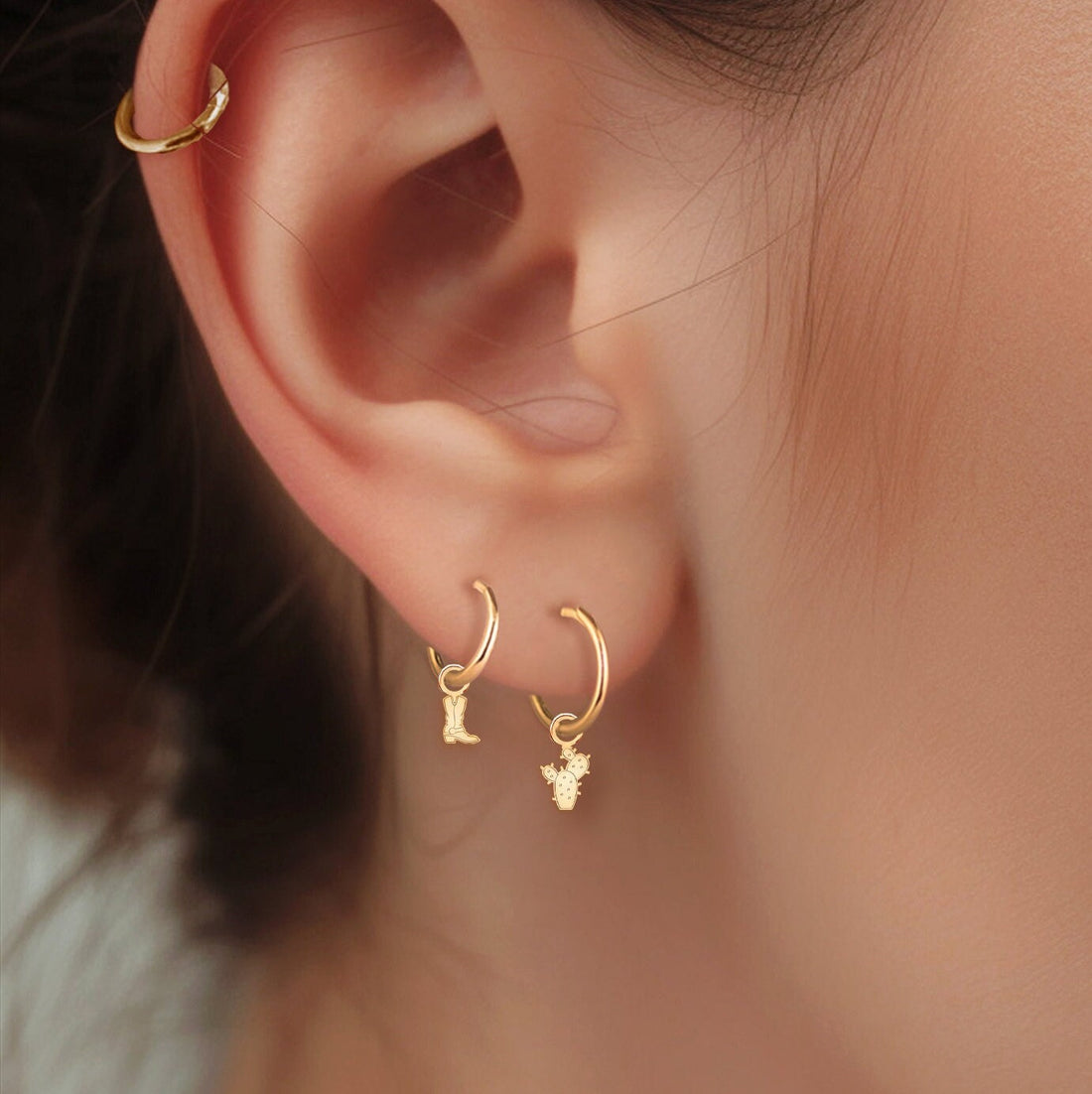 Cactus Charm Hoop