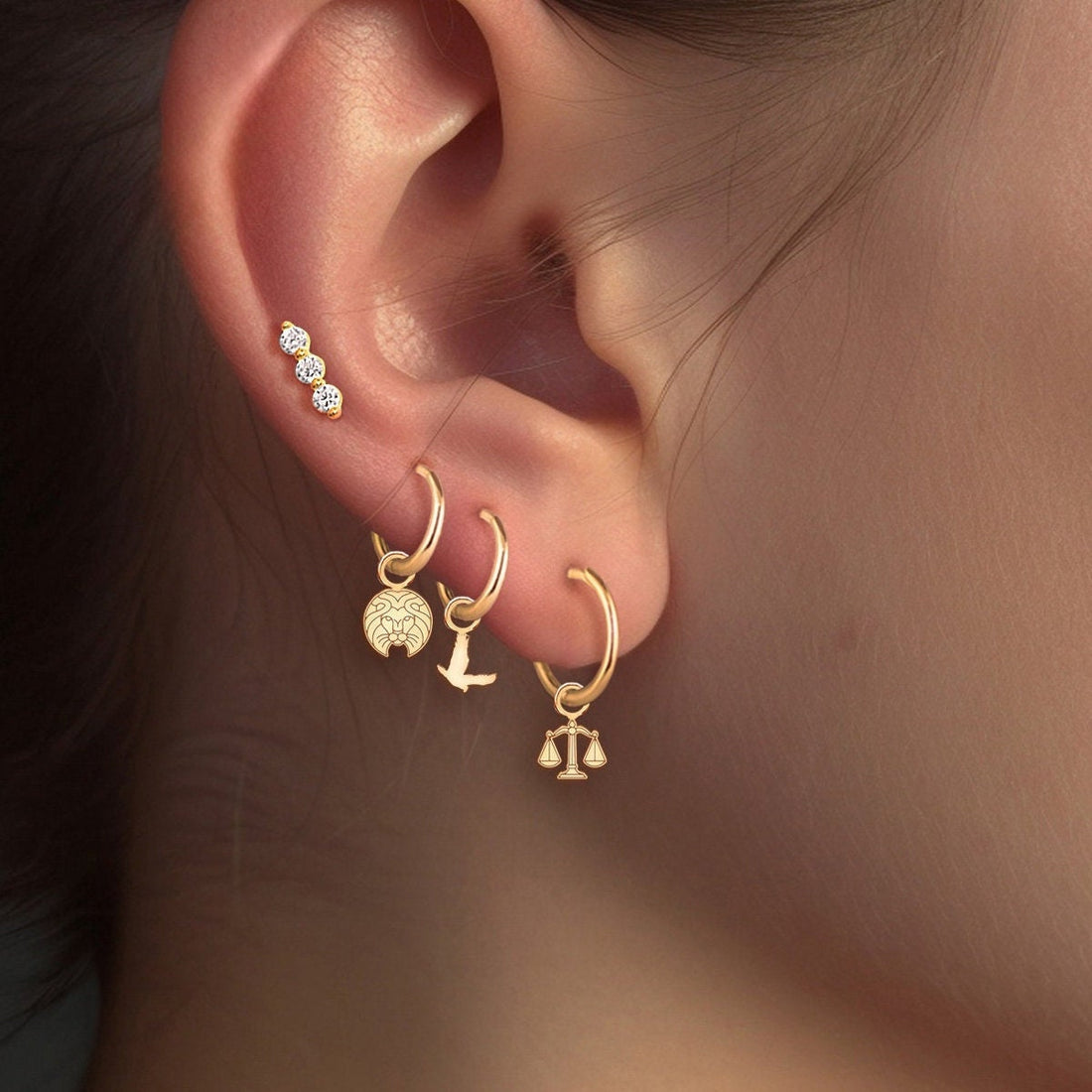 Handcrafted Charm Huggie Hoops