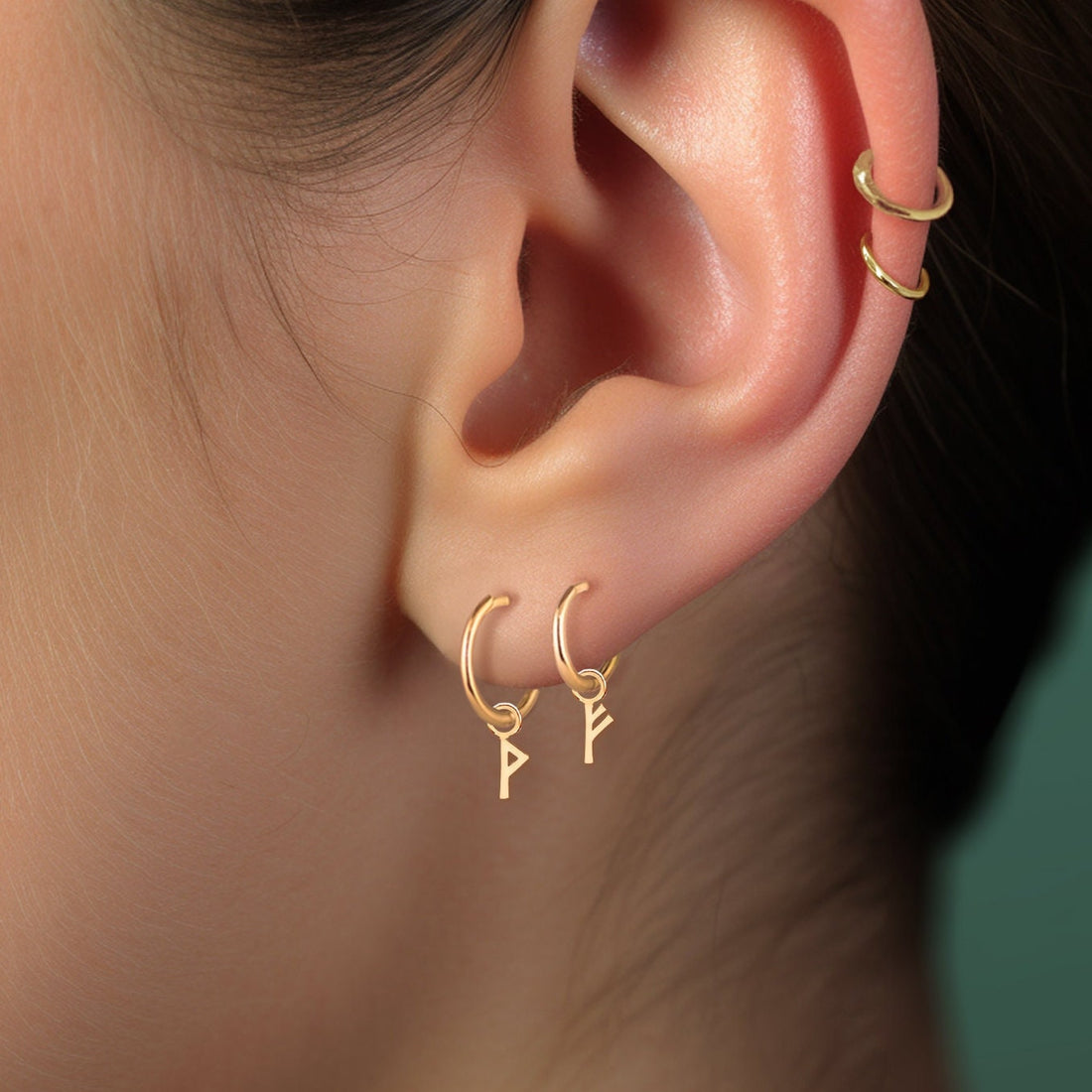 Norse Rune Huggie Earrings