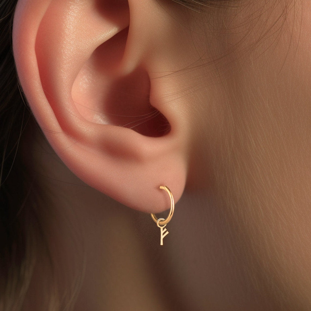 Norse Rune Huggie Earrings