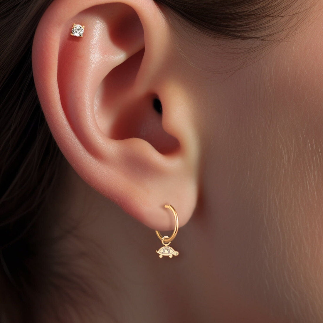 Huggie Hoop Earrings with Map or Palestine Charm, Handcrafted in Gold Vermeil, Silver, Solid 14k Gold | Handcrafted Palestine Jewelry