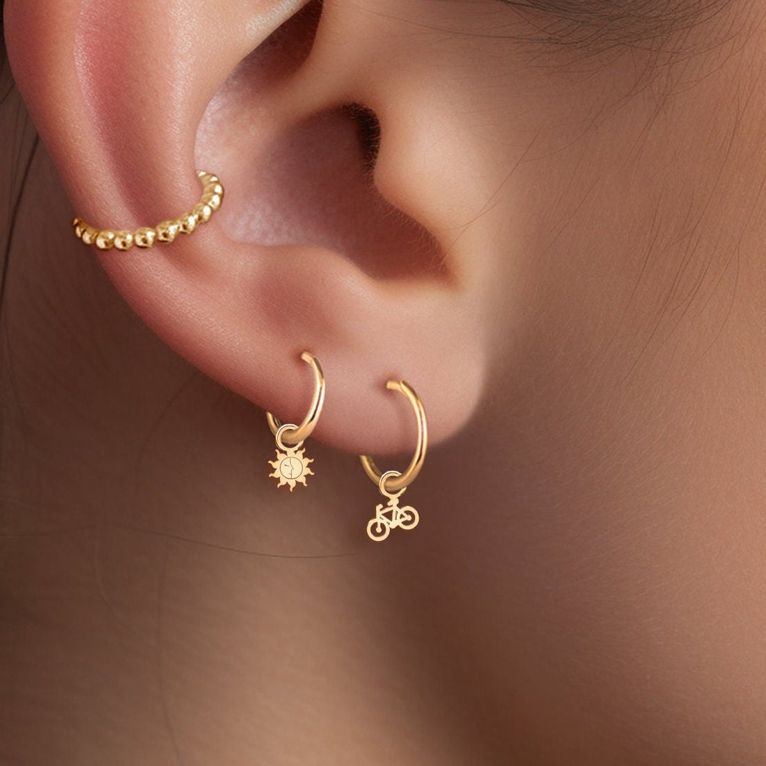 Bicycle Huggie Hoop Earrings