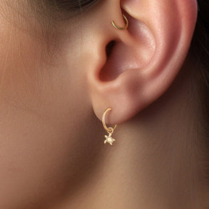 Sea Turtle Charm Huggie Hoops