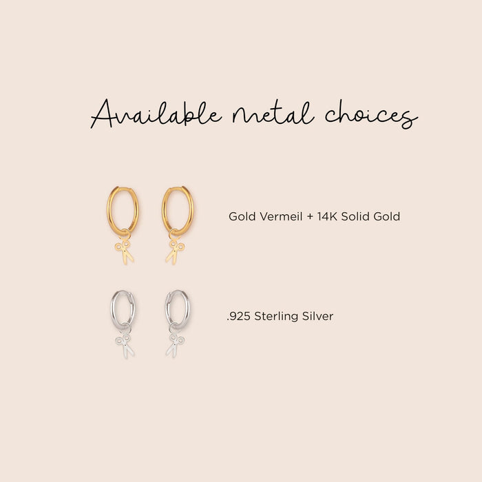 Scissor Charm Huggie Hoops