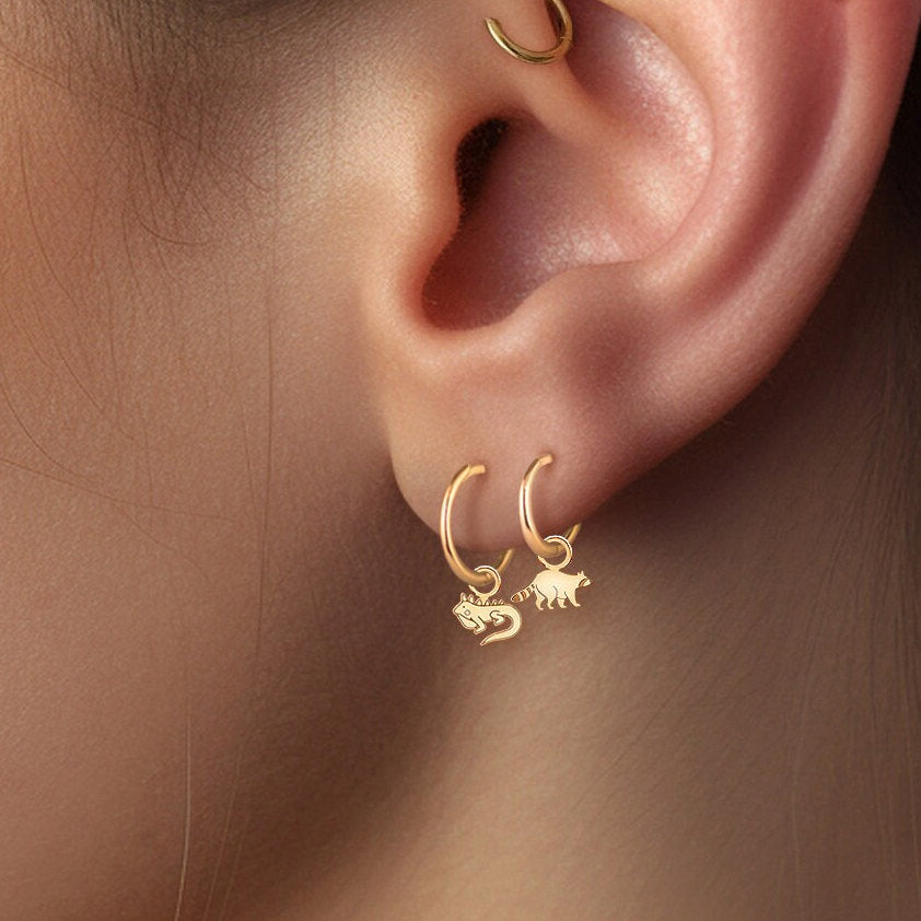 Iguana Charm Huggie Hoops