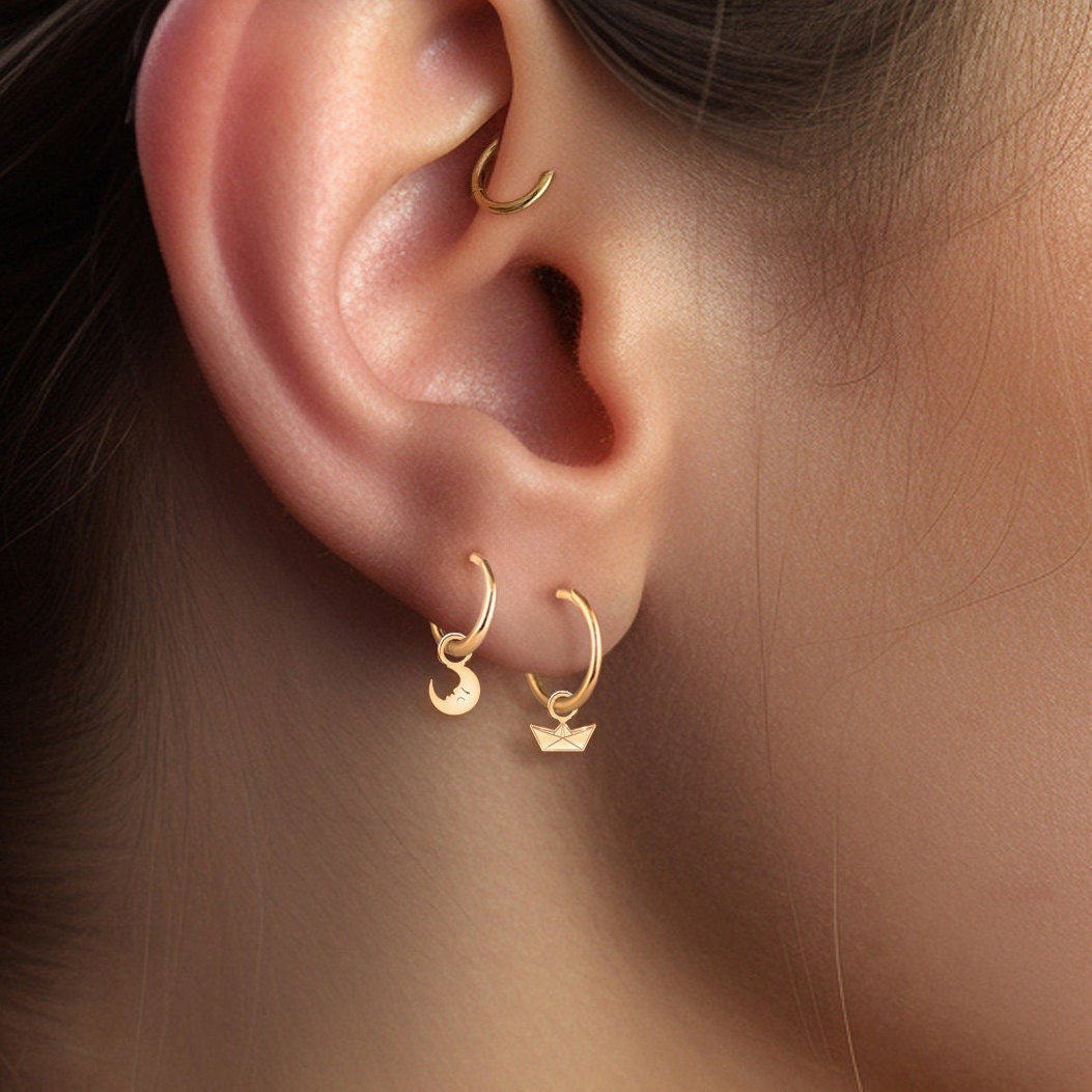 Paper Boat Huggie Earrings