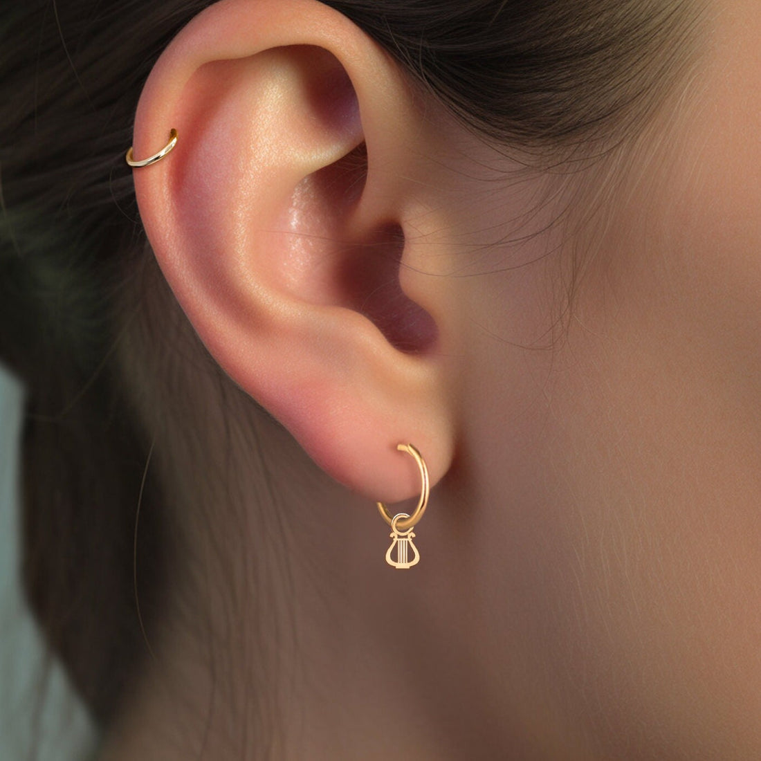 Lyre Harp Hoop Earrings