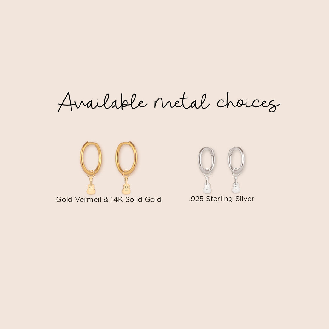 Acoustic Guitar Charm Huggie Earrings
