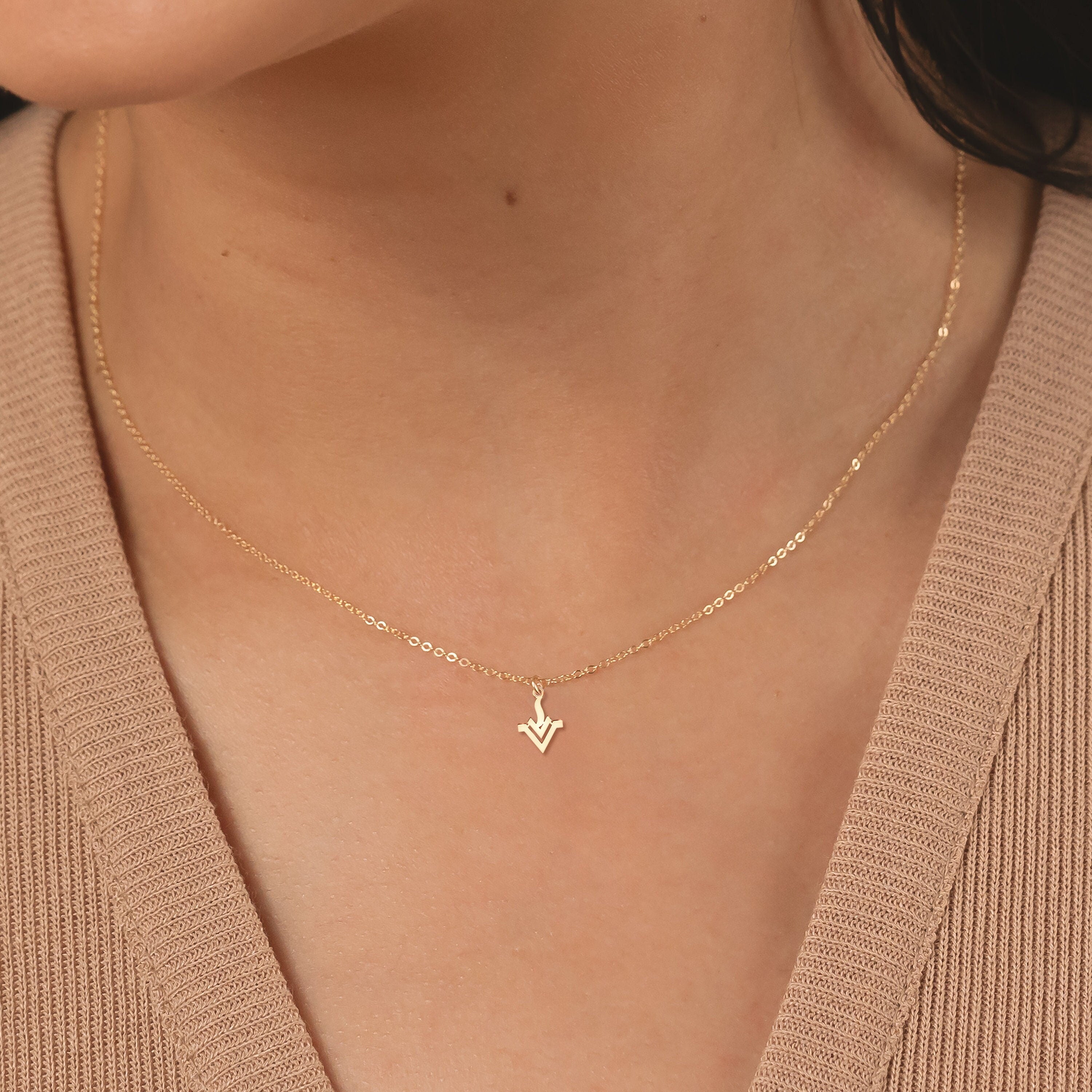 Letter V Pendant Necklace