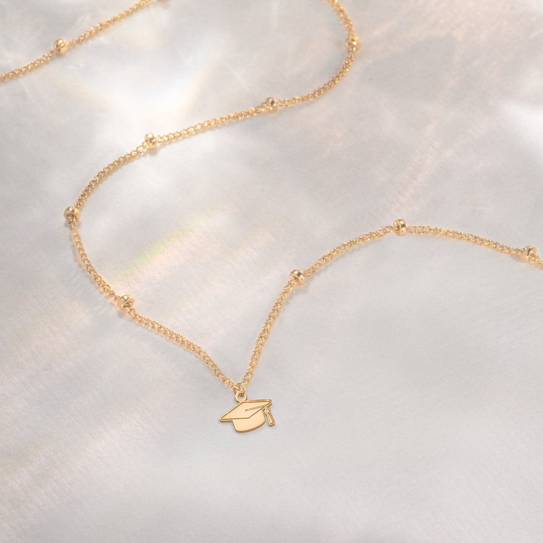 Graduation Cap Pendant Beady Necklace