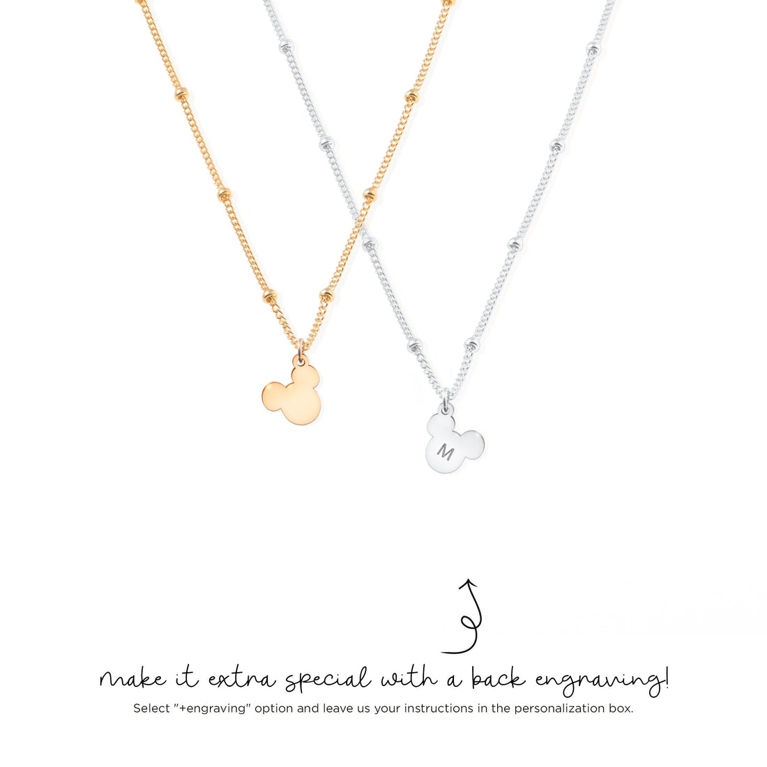 Mickey Mouse Pendant on a Beady Chain Necklace