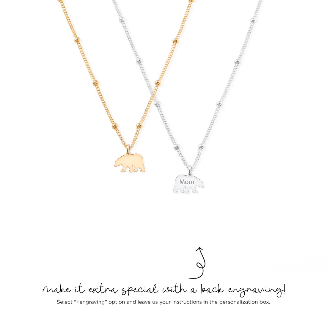 Mama Bear Pendant Beady Necklace