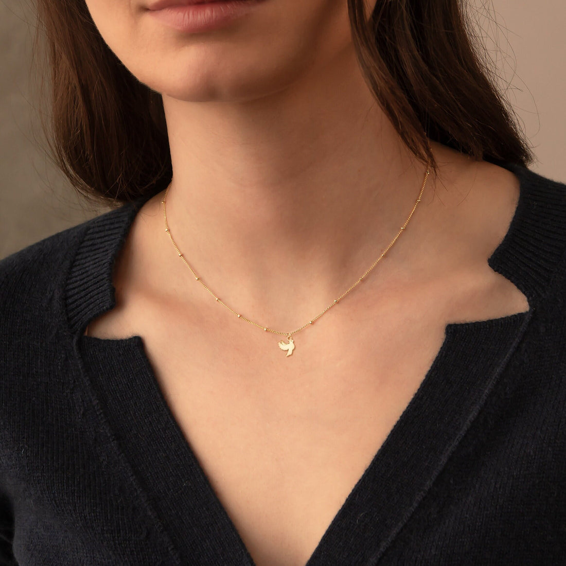 Dove Pendant Beady Necklace