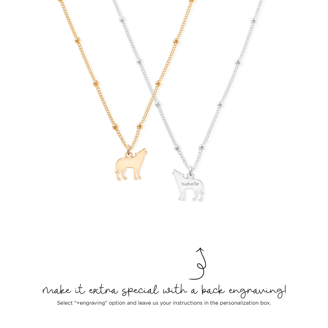 Howling Wolf Charm Beady Necklace