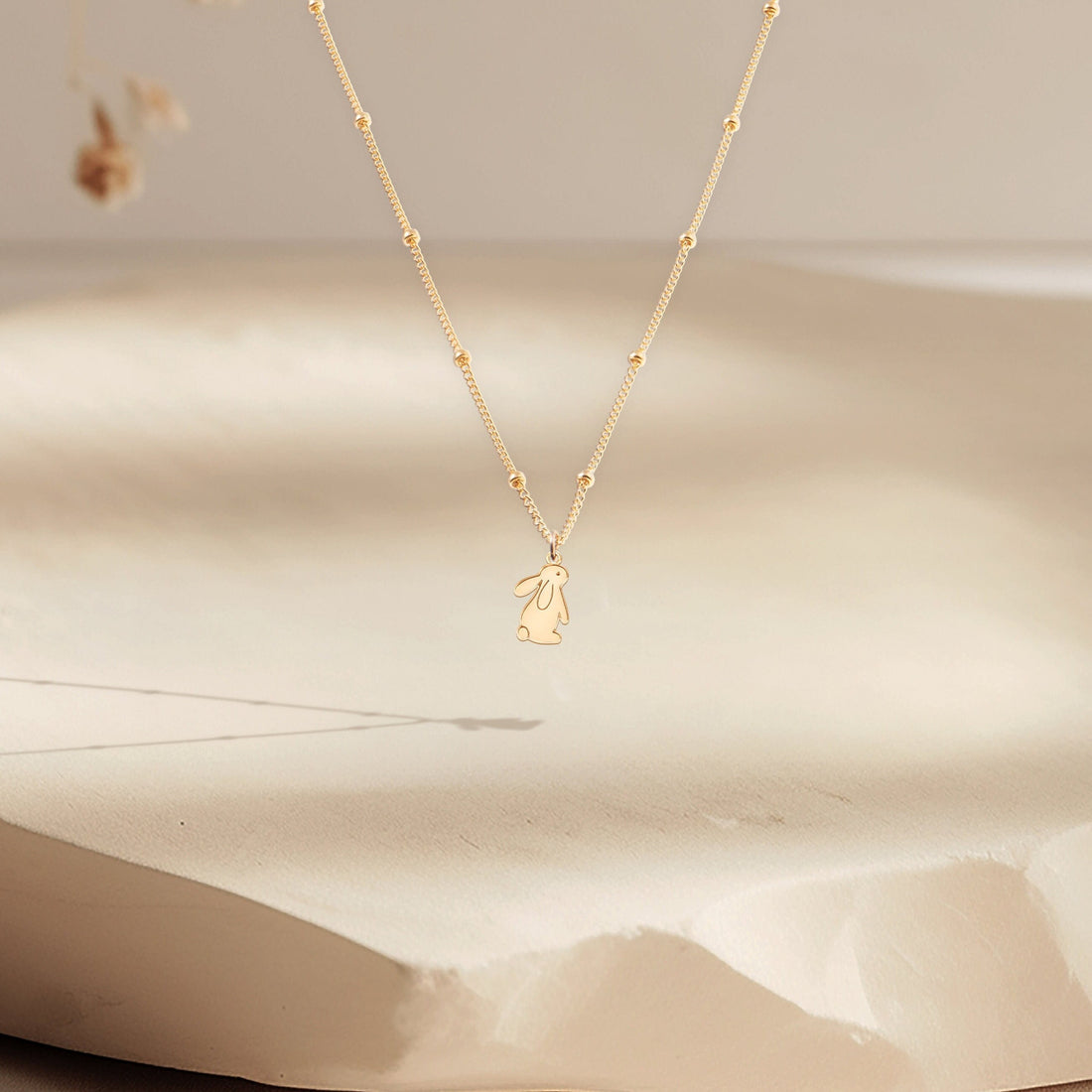 Petite Bunny Charm necklace on a Beady Chain