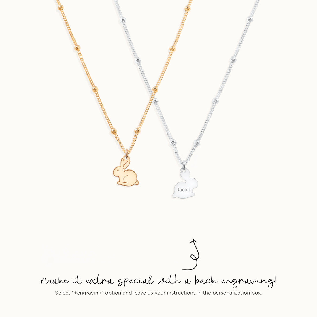 Bunny Pendant Satellite Beady Necklace
