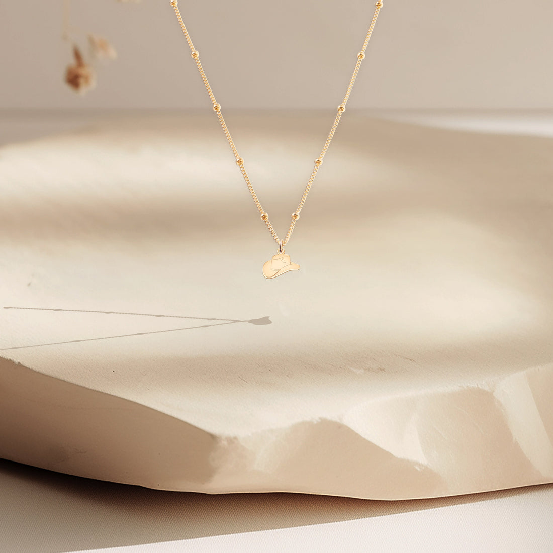 Cowboy Hat Pendant Beady Necklace