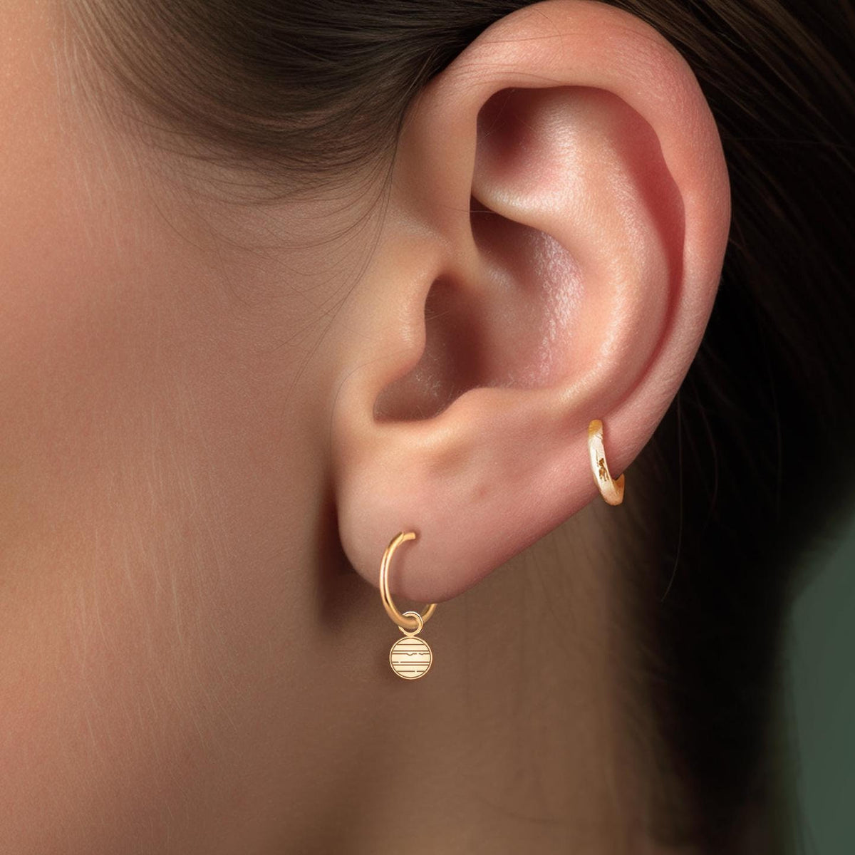 Planet Charm Huggie Earrings