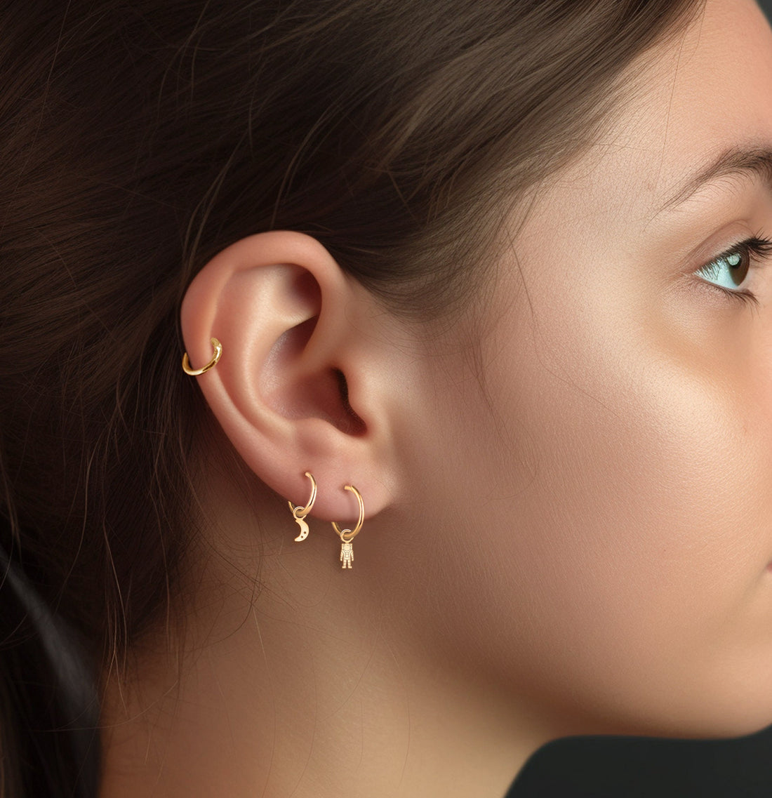 Astronaut Standing Hoop Earrings
