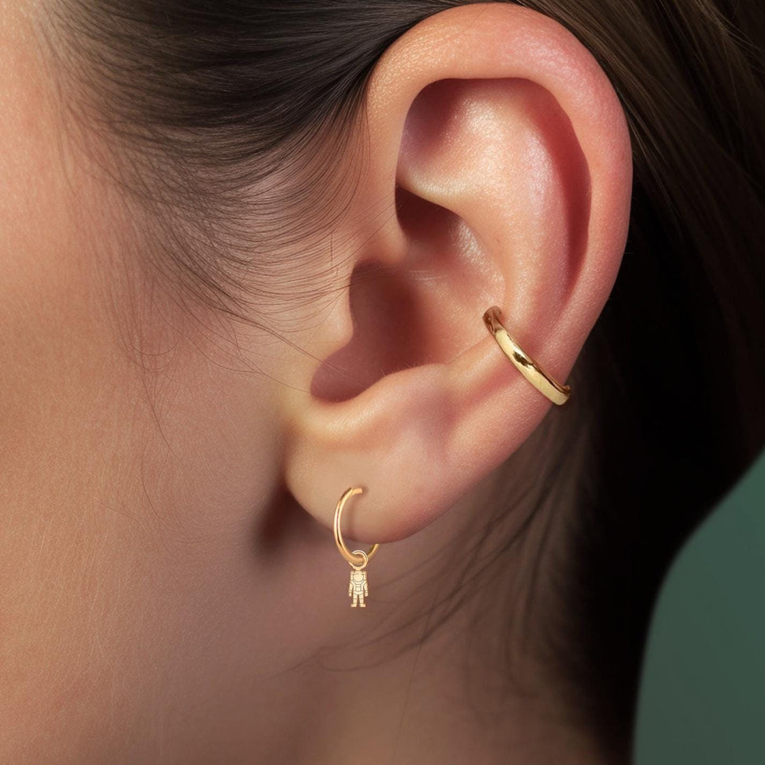 Astronaut Standing Hoop Earrings