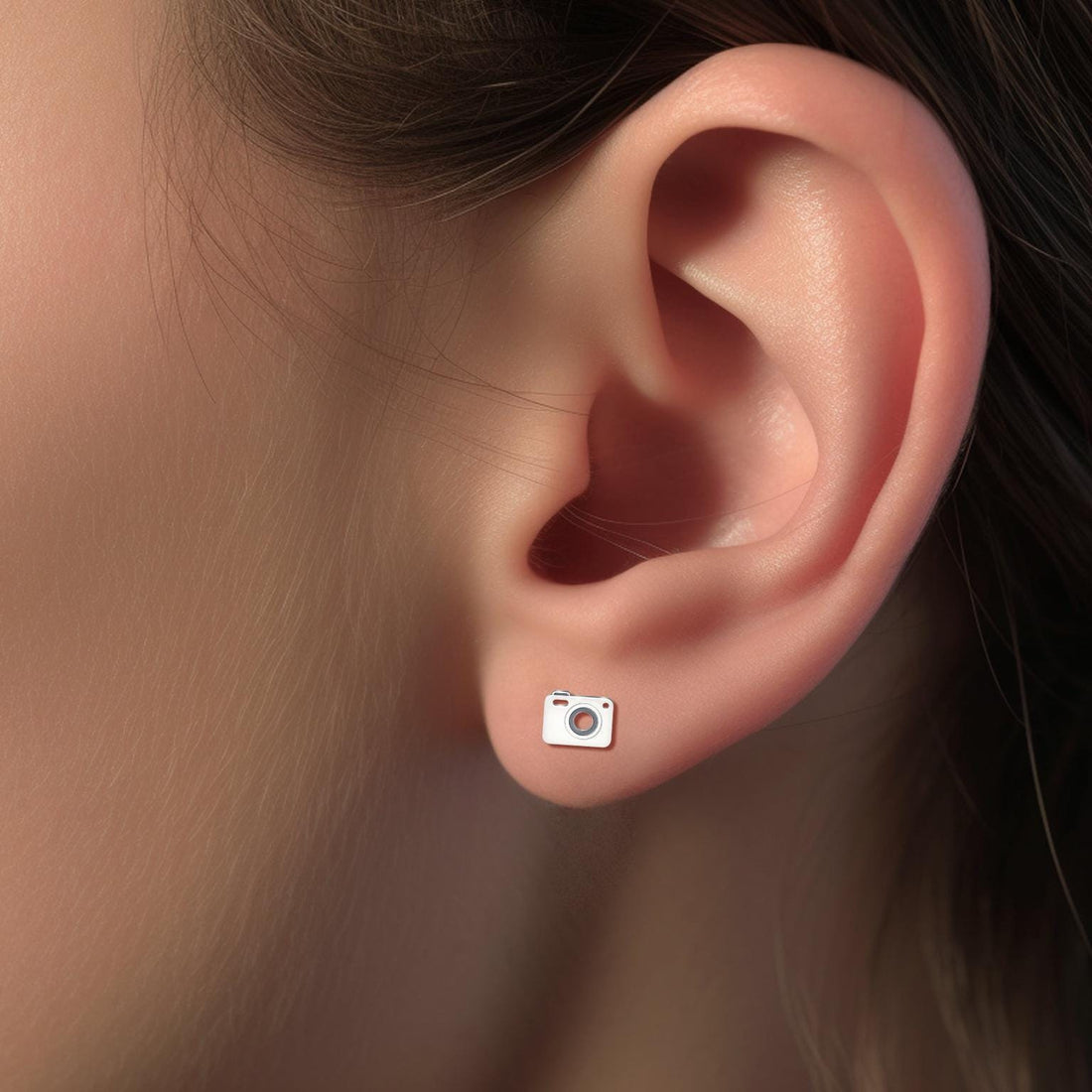 Camera Charm Stud Earrings